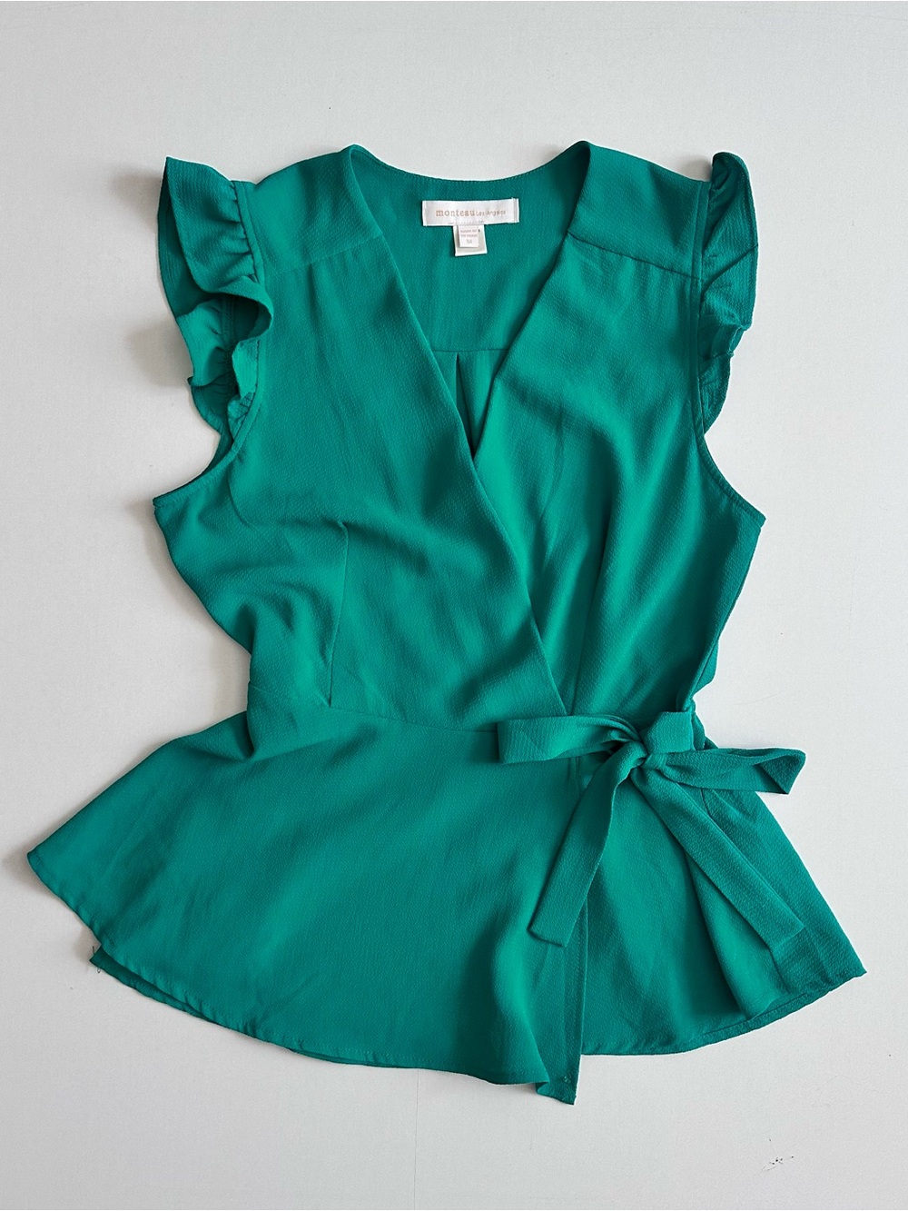 Monteau Emerald Green Ruffle sleeves Blouse Size Medium
